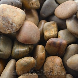 Natural Yellow Striped Pebble Stone Polished