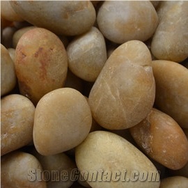 Natural Yellow Striped Pebble Stone Polished