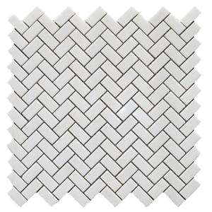 Thassos White Marble Herringbone Wall Mosaic Tile,Pure White Polished Floor Mosaic Pattern Flooring-Gofar