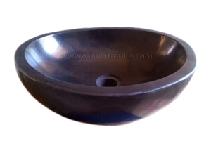 All Polish Black Color River Stone Sinks and Basins