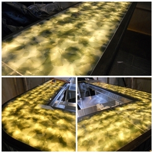 China Supply Blue Jade Glass Crystallized Onyx Stone Tiles & Slabs