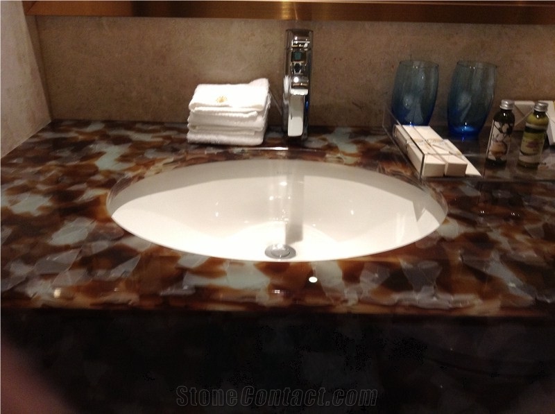 Home Decoration China Supply Blue Jade Glass Crystallized Onyx Stone Tiles & Slabs