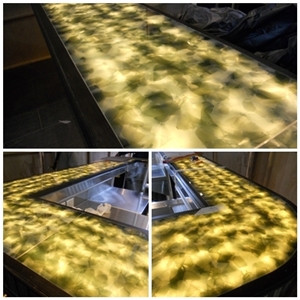 Luxury Hotels China Supply Yellow Jade Glass Crystallized Onyx Stone Tiles & Slabs