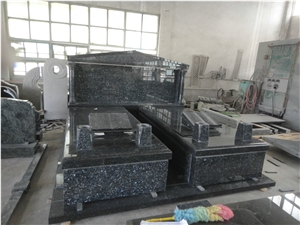 Blue Pearl Granite Monument,Double Tombstone,Australian & European Style Headstone