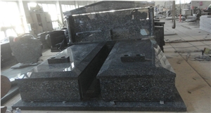 Blue Pearl Granite Monument,Double Tombstone,Australian & European Style Headstone