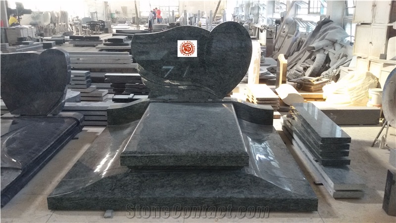Olive Green Granite Monument,Polished Granite Tombstone & Headstone, European Style Memorial