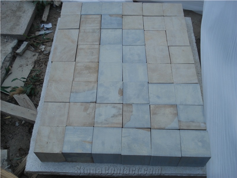 China Green Sandstone Cube Stone, Floor Covering