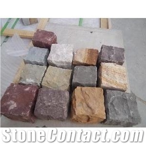China Multicolor Sandstone Cube Stone, Exterior Pattern, Garden Stepping Pavements