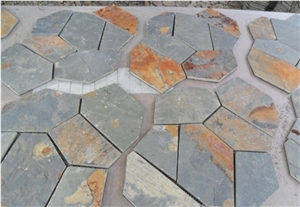 China Multicolor Slate Flagstone Walkway,Irregular Flagstones