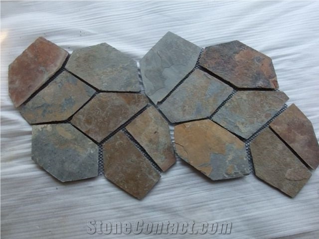 China Multicolor Slate Flagstone Wall Covering Slabs & Tiles