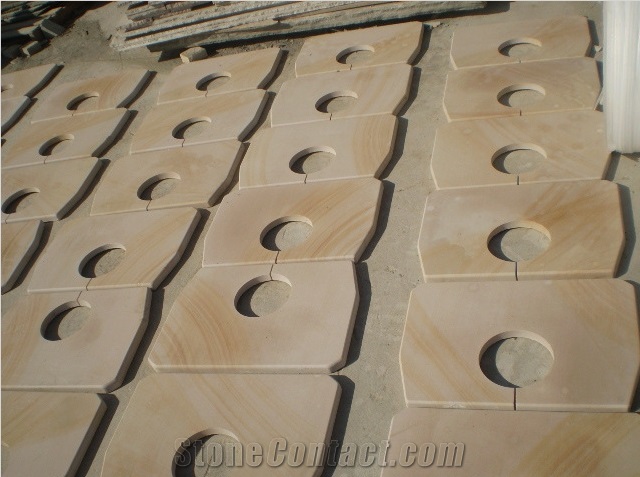 China Natural Yellow Wooden Vein Sandstone Tiles & Slabs