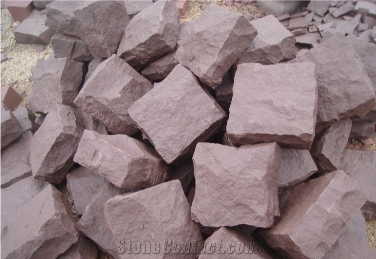 China Red Sandstone Cube Stone, Walkway Pavers