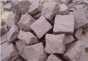China Red Sandstone Cube Stone, Walkway Pavers