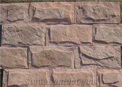 China Red Sandstone Mushroom Stone for Walling