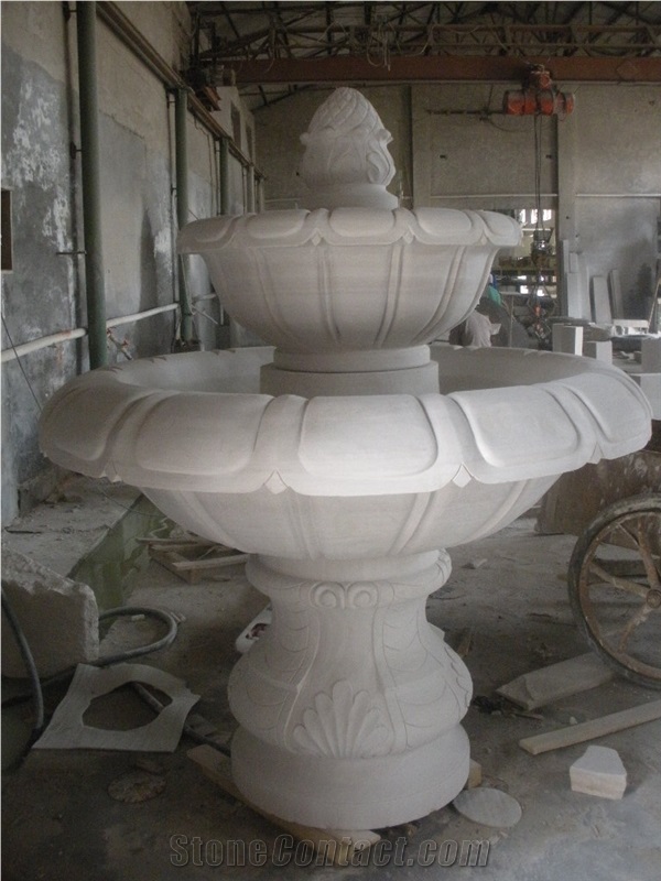 China White Sandstone Fountain