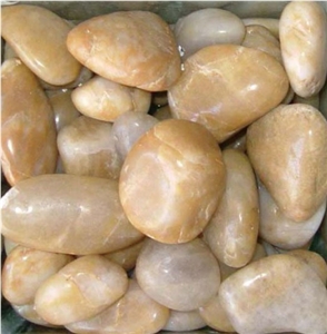 China Yellow Marble Natural Stone Pebble Stone Pattern, Yellow Marble Pebble & Gravel