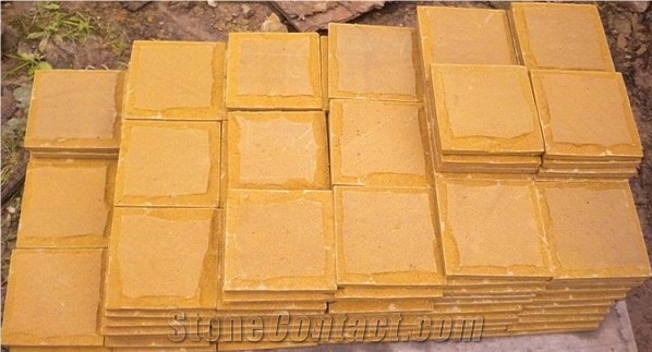 China Yellow Sandstone Cube Stone,Blind Stone Pavers