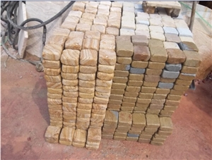China Yellow Sandstone Cube Stone ,Driveway Paving Stone