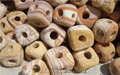China Yellow Sandstone Cube Stone, Garden Stepping Pavements