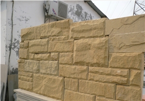 China Yellow Sandstone Mushroomed Stone Cladding