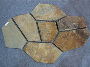 China Yellow Slate Flagstone Walkway Pavers