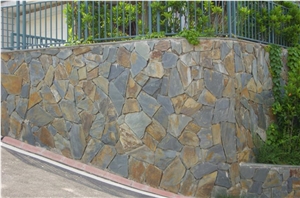 China Yellow Slate Flagstone Wall Covering Slabs & Tiles