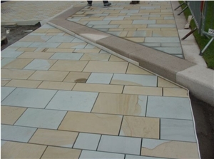 Double Color Sandstone Pavers,China Yellow Sandstone Floor Covering
