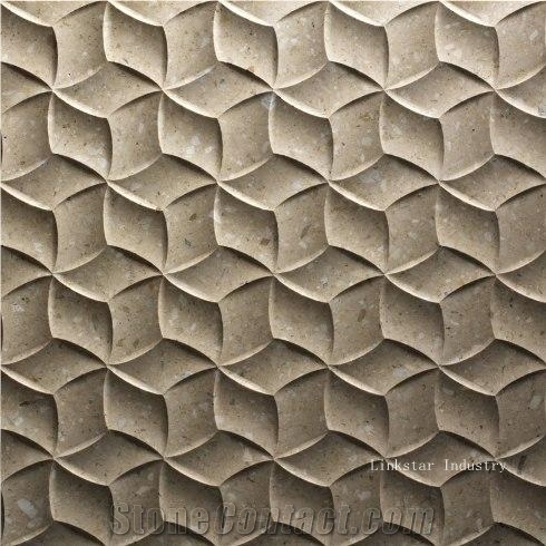 China Beige Quartzite Feature Stone 3d Decorative Wall Art Paneling, Beige Quartzite Building & Walling