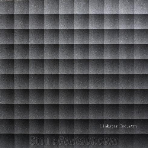 China Black Quartzize Decorative Stone 3d Cnc Feature Indoor Wall Art Paneling, Black Quartzite Building & Walling