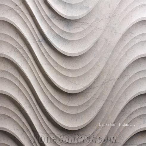 Natural China White Marble 3d Decor Wavy Design Wall Panels