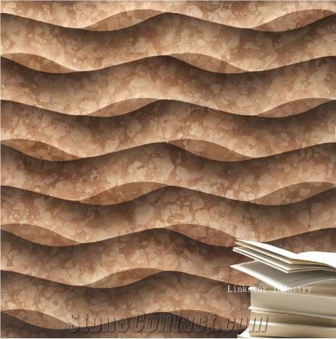 Natural Red Marble 3d Interior Wall Panel, Red Marble Building & Walling