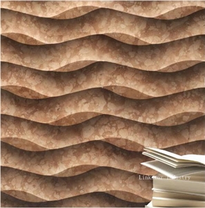Natural Red Marble 3d Interior Wall Panel, Red Marble Building & Walling