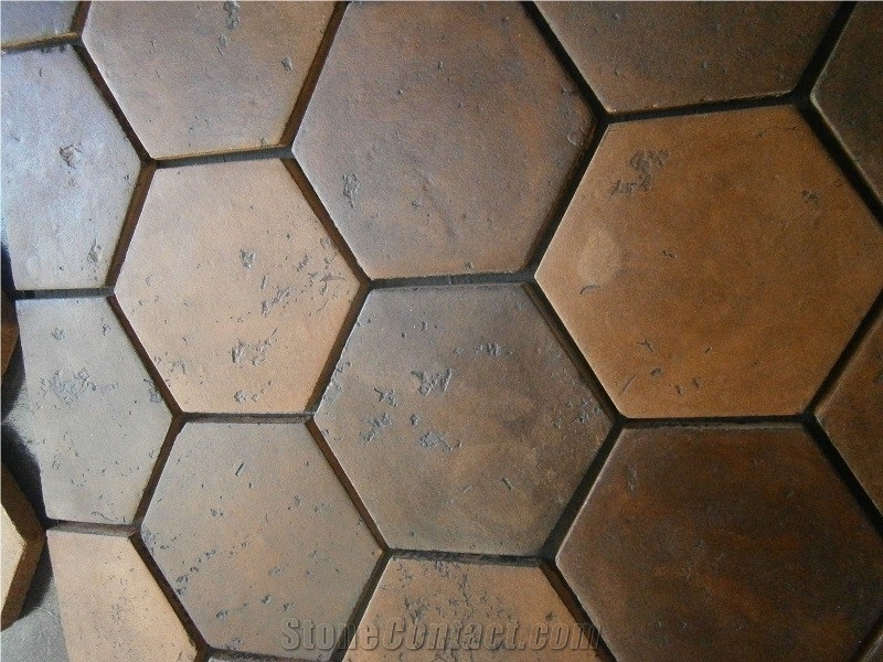 Terracotta and Saltillo Corona Rivera Hexegon and San Felipe Stained