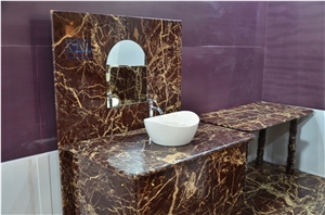 India Red Cherry Gold Marble Bath Countertops