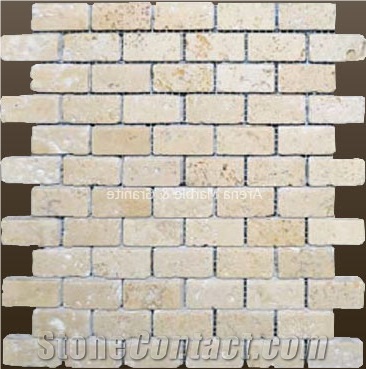 Travertino Classico Tumbled Brick Mosaic ( Dimension: 1"X2" )