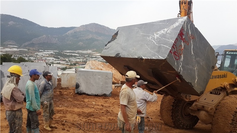 Turcomer Black Marble Blocks, Black and White Sardegna Marble Blocks