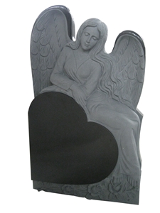 Angel Monuments Shanxi Black Tombstone Heart Monument Stele Absolute Black Gravestone