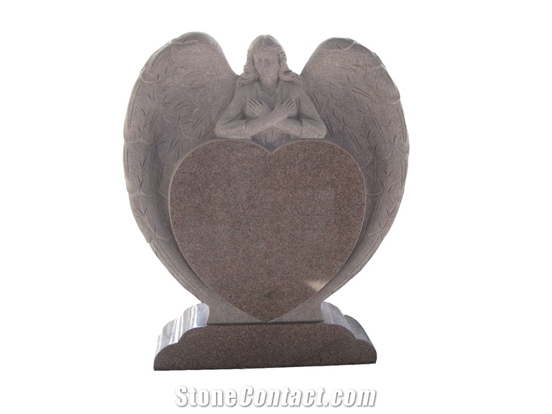 Chinese Mahogany Granite Heart Monuments, Angel Tombstones, Gravestone Headstone