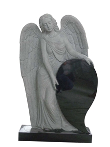 Shanxi Black Granite Angel Headstone & Tombstone, Absolute Black Monuments
