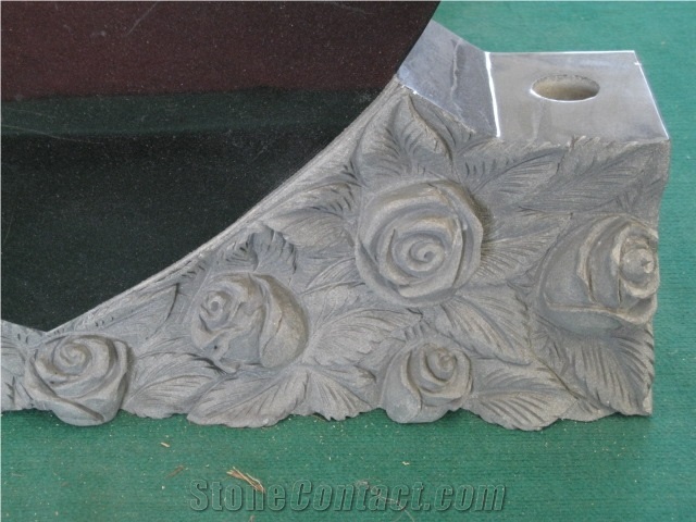 Shanxi Black Granite Western Style Monuments Absolute Black Tombstones Headstone Heart Angel Gravestone