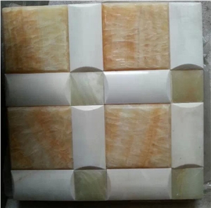 China Yellow Onyx + Green and White Onyx Mosaic Tiles and Pattern