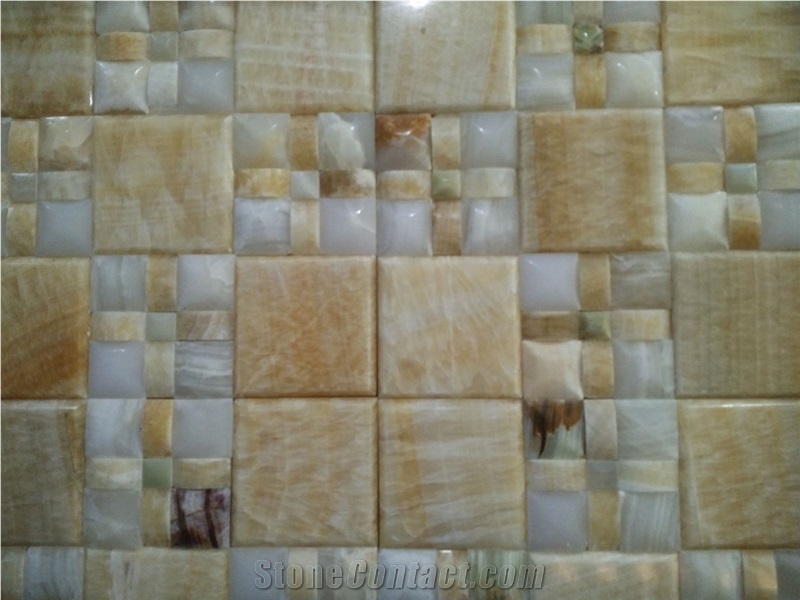 China Yellow Onyx Mosaic Tiles and Pattern