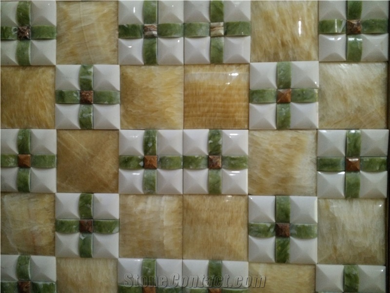 China Yellow Onyx Mosaic Tiles and Pattern