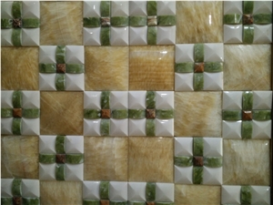 China Yellow Onyx Mosaic Tiles and Pattern