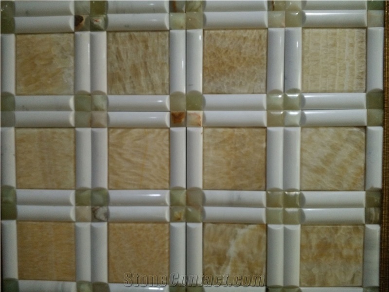 China Yellow Onyx Mosaic Tiles and Pattern