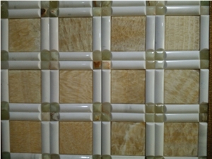 China Yellow Onyx Mosaic Tiles and Pattern
