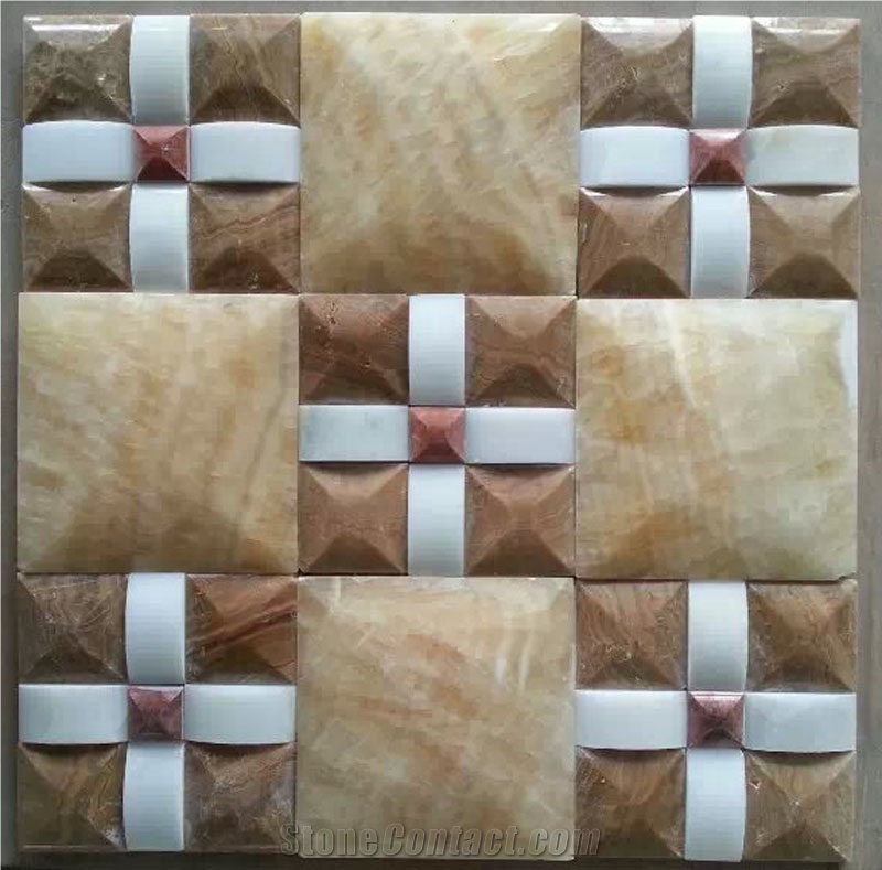 China Yellow Onyx Mosaic Tiles and Pattern