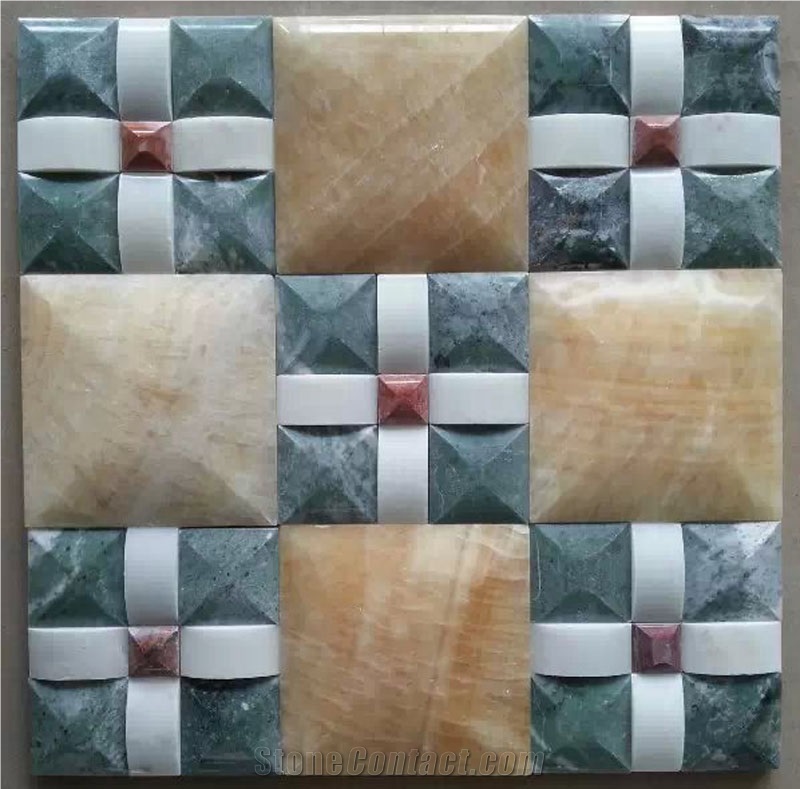 China Yellow Onyx Mosaic Tiles and Pattern