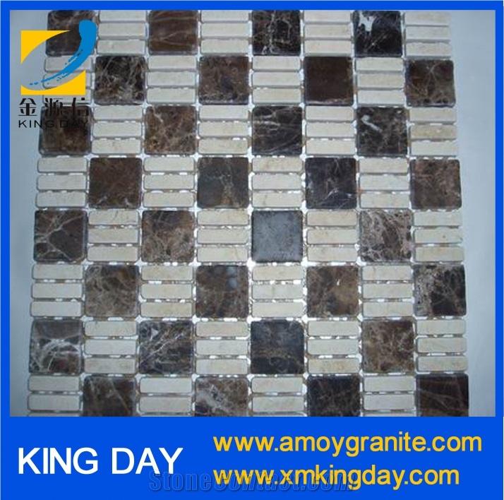 Light Emperador Black + White Marble Mosaic Tile