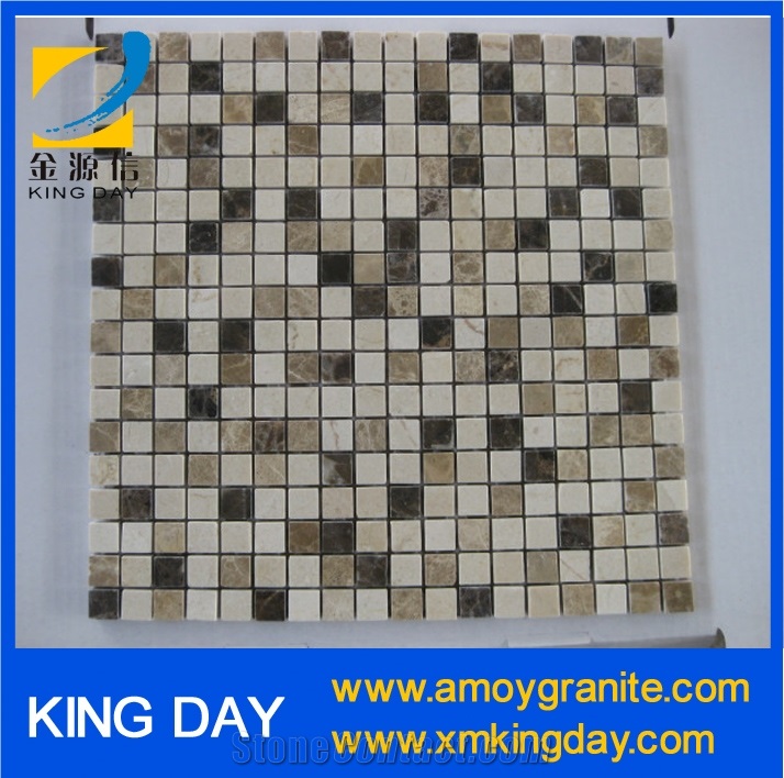 Light Emperador Black + White Marble Mosaic Tile